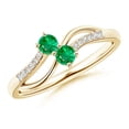 thumbnail image 1 of Angara Natural 0.2 Ct. Emerald with Diamond Side Stone Ring in 14K Yellow Gold for Women (Ring Size: 12), 1 of 8