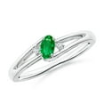 thumbnail image 1 of ANGARA Natural Emerald and Diamond Split Shank Ring in 14K White Gold for Women (Size-5x3mm) | May Birthstone, Birthday, Anniversary, Jewelry Gift for Women | Natural Emerald Ring, 1 of 10