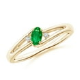 thumbnail image 1 of ANGARA Natural Emerald and Diamond Split Shank Ring in 14K Yellow Gold for Women (Size-5x3mm) | May Birthstone, Birthday, Anniversary, Jewelry Gift for Women | Natural Emerald Ring, 1 of 10