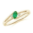 thumbnail image 1 of ANGARA Natural Emerald and Diamond Split Shank Ring in 14K Yellow Gold for Women (Size-5x3mm) | May Birthstone, Birthday, Anniversary, Jewelry Gift for Women | Natural Emerald Ring, 1 of 10