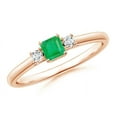 thumbnail image 1 of ANGARA Natural Classic Square Emerald and Diamond Three Stone Ring in 14K Rose Gold for Women (Size-3.5mm) | May Birthstone, Birthday, Anniversary, Jewelry Gift for Women | Natural Emerald Ring, 1 of 7