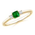 thumbnail image 1 of ANGARA Natural Classic Square Emerald and Diamond Three Stone Ring in 14K Yellow Gold for Women (Size-3.5mm) | May Birthstone, Birthday, Anniversary, Jewelry Gift for Women | Natural Emerald Ring, 1 of 8