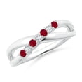 thumbnail image 1 of ANGARA Natural Round Ruby and Diamond Crossover Ring in 14K White Gold for Women (Size-2mm) | July Birthstone, Birthday, Anniversary, Jewelry Gift for Women | Natural Ruby Ring, 1 of 9