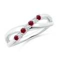 thumbnail image 1 of ANGARA Natural Round Ruby and Diamond Crossover Ring in 14K White Gold for Women (Size-2mm) | July Birthstone, Birthday, Anniversary, Jewelry Gift for Women | Natural Ruby Ring, 1 of 12
