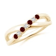 thumbnail image 1 of ANGARA Natural Round Ruby and Diamond Crossover Ring in 14K Yellow Gold for Women (Size-2mm) | July Birthstone, Birthday, Anniversary, Jewelry Gift for Women | Natural Ruby Ring, 1 of 9