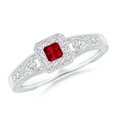 thumbnail image 1 of ANGARA Natural Aeon Square Ruby & Diamond Engagement Ring with Milgrain in 14K White Gold for Women (Size-3mm) | July Birthstone, Anniversary, Jewelry Gift for Women | Natural Ruby Ring, 1 of 9