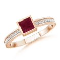 thumbnail image 1 of ANGARA Natural Bezel-Set Square Ruby Stackable Promise Ring in 14K Rose Gold for Women (Size-3mm) | July Birthstone, Birthday, Anniversary, Jewelry Gift for Women | Natural Ruby Ring, 1 of 9