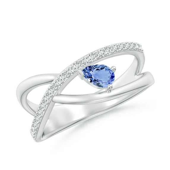 Angara Natural 0.2 Ct. Tanzanite with Diamond Solitaire Ring in 14K White Gold for Women (Ring Size: 3.5)