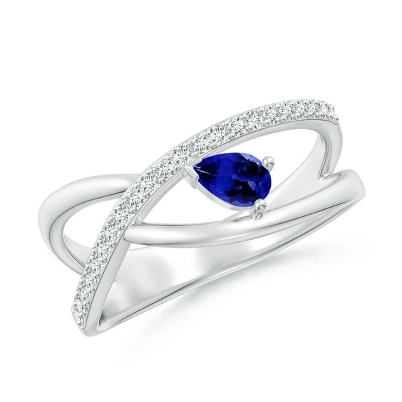 Angara Natural 0.2 Ct. Tanzanite with Diamond Solitaire Ring in 14K White Gold for Women (Ring Size: 7.5)