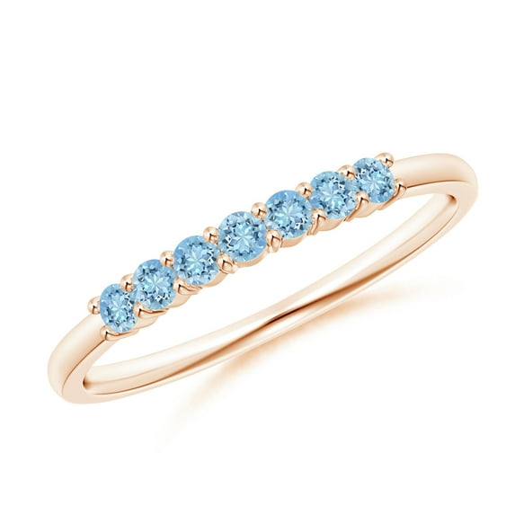 ANGARA Natural Half Eternity Seven Stone Aquamarine Wedding Ring in 14K Rose Gold for Women (Size-2mm) | March Birthstone, Birthday, Anniversary, Jewelry Gift for Women | Natural Aquamarine Ring