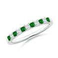 thumbnail image 1 of ANGARA Natural Square Emerald and Princess Diamond Semi Eternity Wedding Ring in 14K White Gold for Women (Size-1.9mm) | May Birthstone, Anniversary, Jewelry Gift for Women | Natural Emerald Ring, 1 of 10