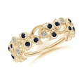 thumbnail image 1 of ANGARA Natural Nature Inspired Round Blue Sapphire & Diamond Vine Ring in 14K Yellow Gold for Women (Size-1.3mm) | September Birthstone, Anniversary, Jewelry Gift for Women | Natural Sapphire Ring, 1 of 10