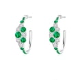 thumbnail image 1 of ANGARA Natural Emerald & Diamond Cluster Asymmetrical Hoop Earrings in 14K White Gold for Women (Size-3.1mm) | May Birthstone, Birthday, Anniversary, Jewelry Gift for Women | Natural Emerald Earrings, 1 of 7