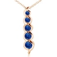 thumbnail image 1 of ANGARA Natural Five Stone Round Blue Sapphire Journey Pendant in 14K Rose Gold for Women (Size-3.6mm) | September Birthstone, Anniversary, Jewelry Gift for Women | Natural Blue Sapphire Necklace, 1 of 7