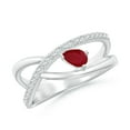 thumbnail image 1 of ANGARA Natural Criss Cross Pear Shaped Ruby Ring with Diamond Accents in 14K White Gold for Women (Size-5x3mm) | July Birthstone, Birthday, Anniversary, Jewelry Gift for Women | Natural Ruby Ring, 1 of 8