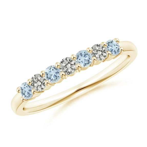 Angara Natural 0.24 Ct. Aquamarine with Diamond Non Eternity Ring in 14K Yellow Gold for Women (Ring Size: 3)