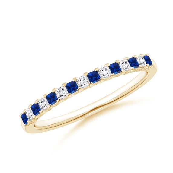 Angara Natural 0.24 Ct. Blue Sapphire with Diamond Non Eternity Wedding Band in 14K Yellow Gold for Women (Ring Size: 3)