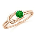 thumbnail image 1 of ANGARA Natural Solitaire Emerald Infinity Knot Engagement Ring in 14K Rose Gold for Women (Size-4mm) | May Birthstone, Birthday, Anniversary, Jewelry Gift for Women | Natural Emerald Ring, 1 of 10