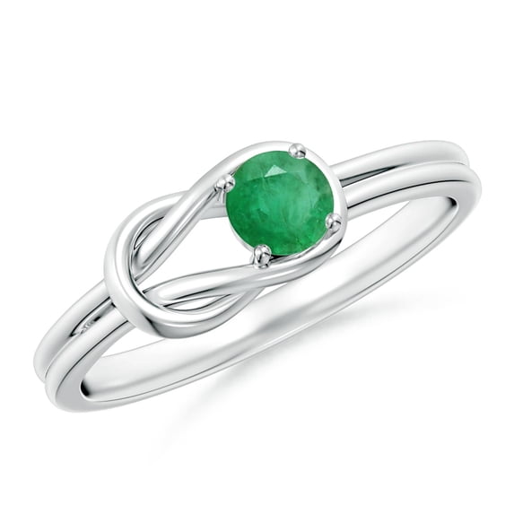 ANGARA Natural Solitaire Emerald Infinity Knot Engagement Ring in 14K White Gold for Women (Size-4mm) | May Birthstone, Birthday, Anniversary, Jewelry Gift for Women | Natural Emerald Ring