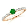 thumbnail image 1 of Angara Natural 0.24 Ct. Emerald with Diamond Classic Ring in 14K Rose Gold for Women (Ring Size: 3), 1 of 8