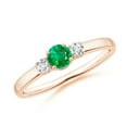 thumbnail image 1 of Angara Natural 0.24 Ct. Emerald with Diamond Classic Ring in 14K Rose Gold for Women (Ring Size: 6.5), 1 of 10