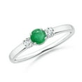 thumbnail image 1 of ANGARA Natural Classic Emerald and Diamond Three Stone Engagement Ring in 14K White Gold for Women (Size-4mm) | May Birthstone, Birthday, Anniversary, Jewelry Gift for Women | Natural Emerald Ring, 1 of 10