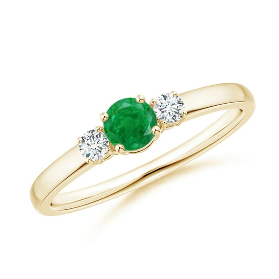 Angara Natural 0.24 Ct. Emerald with Diamond Classic Ring in 14K Yellow Gold for Women (Ring Size: 11.5)