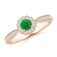 thumbnail image 1 of ANGARA Natural Vintage Inspired Emerald Milgrain Ring with Diamond Halo in 14K Rose Gold for Women (Size-4mm) | May Birthstone, Birthday, Anniversary, Jewelry Gift for Women | Natural Emerald Ring, 1 of 10