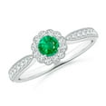 thumbnail image 1 of Angara Natural 0.24 Ct. Emerald with Diamond Halo Ring in 14K White Gold for Women (Ring Size: 12), 1 of 10
