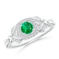 thumbnail image 1 of Angara Natural 0.24 Ct. Emerald with Diamond Halo Ring in 14K White Gold for Women (Ring Size: 6.5), 1 of 10