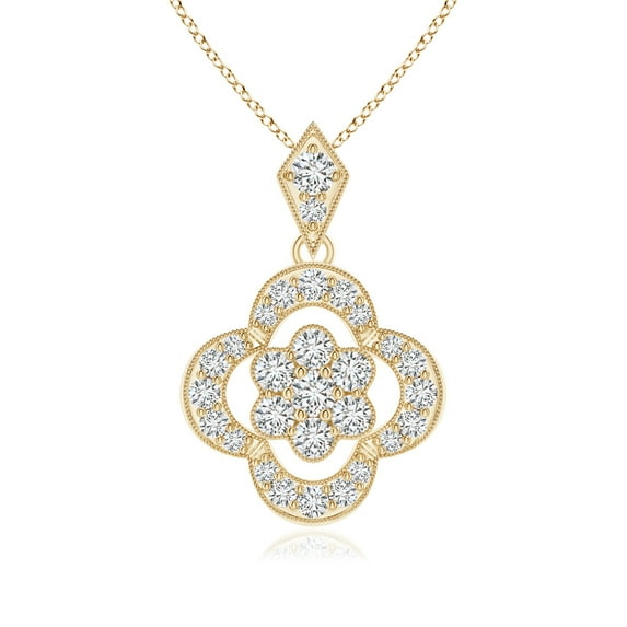 Angara Natural 0.24 Ct.tw. Diamond Vintage Inspired Pendant Necklace in 14K Yellow Gold for Women