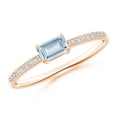 thumbnail image 1 of ANGARA Natural East-West Emerald-Cut Aquamarine Solitaire Ring in 14K Rose Gold for Women (Size-5x3mm) | March Birthstone, Birthday, Anniversary, Jewelry Gift for Women | Natural Aquamarine Ring, 1 of 6