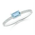 thumbnail image 1 of ANGARA Natural East-West Emerald-Cut Aquamarine Solitaire Ring in 14K White Gold for Women (Size-5x3mm) | March Birthstone, Birthday, Anniversary, Jewelry Gift for Women | Natural Aquamarine Ring, 1 of 8