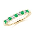 thumbnail image 1 of ANGARA Natural Square Emerald and Princess Diamond Semi Eternity Wedding Ring in 14K Yellow Gold for Women (Size-2.2mm) | May Birthstone, Anniversary, Jewelry Gift for Women | Natural Emerald Ring, 1 of 10