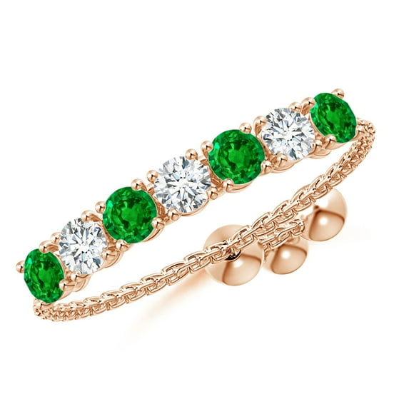 Angara Natural 0.25 Ct. Emerald with Diamond Stackable Ring in 14K Rose Gold for Women (Ring Size: 12)