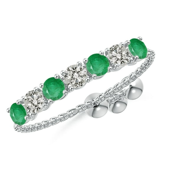 Angara Natural 0.25 Ct. Emerald with Diamond Stackable Ring in 14K White Gold for Women (Ring Size: 12)