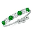 thumbnail image 1 of Angara Natural 0.25 Ct. Emerald with Diamond Stackable Ring in 14K White Gold for Women (Ring Size: 12), 1 of 9