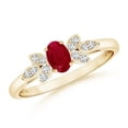 thumbnail image 1 of ANGARA Natural Vintage Style Oval Ruby Ring with Diamond Accents in 14K Yellow Gold for Women (Size-5x3mm) | July Birthstone, Birthday, Anniversary, Jewelry Gift for Women | Natural Ruby Ring, 1 of 8