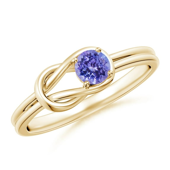 ANGARA Natural Solitaire Tanzanite Infinity Knot Ring in 14K Yellow Gold for Women (Size-4mm) | December Birthstone, Birthday, Anniversary, Jewelry Gift for Women | Natural Tanzanite Ring