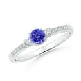 thumbnail image 1 of ANGARA Natural Classic Three Stone Tanzanite and Diamond Ring in 14K White Gold for Women (Size-4mm) | December Birthstone, Birthday, Anniversary, Jewelry Gift for Women | Natural Tanzanite Ring, 1 of 11