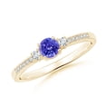 thumbnail image 1 of ANGARA Natural Classic Three Stone Tanzanite and Diamond Ring in 14K Yellow Gold for Women (Size-4mm) | December Birthstone, Birthday, Anniversary, Jewelry Gift for Women | Natural Tanzanite Ring, 1 of 10