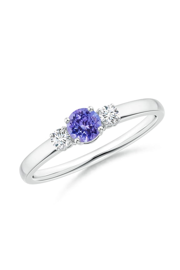 Natural Tanzanite and Diamond Three Stone Engagement Ring in 925 Sterling Silver for Women (Size-4mm) | December Birthstone, Anniversary, Jewelry Gift for Women | Natural Tanzanite Ring