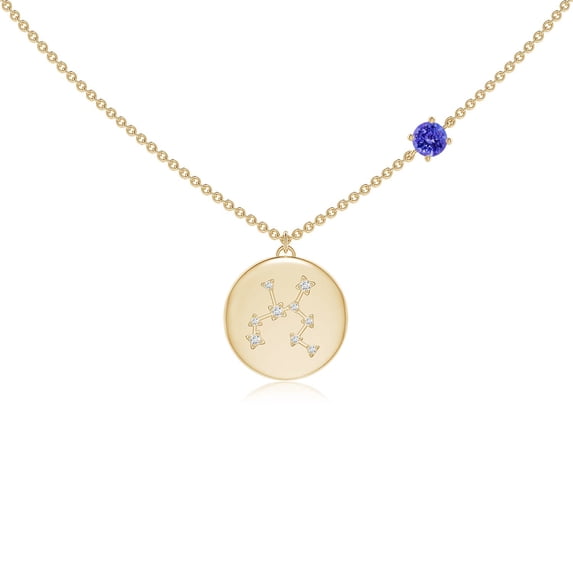 ANGARA Natural Tanzanite Sagittarius Constellation Medallion Pendant in 14K Yellow Gold for Women (Size-4mm) | December Birthstone, Anniversary, Jewelry Gift for Women | Natural Tanzanite Necklace