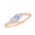 thumbnail image 1 of ANGARA Natural Tanzanite and Diamond Three Stone Bypass Engagement Ring in 14K Rose Gold for Women (Size-4mm) | December Birthstone, Anniversary, Jewelry Gift for Women | Natural Tanzanite Ring, 1 of 9