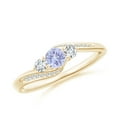 thumbnail image 1 of ANGARA Natural Tanzanite and Diamond Three Stone Bypass Engagement Ring in 14K Yellow Gold for Women (Size-4mm) | December Birthstone, Anniversary, Jewelry Gift for Women | Natural Tanzanite Ring, 1 of 9