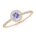 thumbnail image 1 of ANGARA Natural Floating Tanzanite Halo Ring with Diamond Accents in 14K Rose Gold for Women (Size-4mm) | December Birthstone, Birthday, Anniversary, Jewelry Gift for Women | Natural Tanzanite Ring, 1 of 8