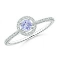 thumbnail image 1 of ANGARA Natural Floating Tanzanite Halo Ring with Diamond Accents in 14K White Gold for Women (Size-4mm) | December Birthstone, Birthday, Anniversary, Jewelry Gift for Women | Natural Tanzanite Ring, 1 of 8
