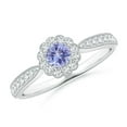 thumbnail image 1 of Angara Natural 0.25 Ct. Tanzanite with Diamond Halo Ring in 14K White Gold for Women (Ring Size: 3), 1 of 10