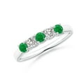 thumbnail image 1 of ANGARA Natural Half Eternity 5 Stone Emerald and Diamond Wedding Band in 925 Sterling Silver for Women (Size-2.8mm) | May Birthstone, Anniversary, Jewelry Gift for Women | Natural Emerald Ring, 1 of 9