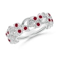 thumbnail image 1 of ANGARA Natural Nature Inspired Round Ruby & Diamond Vine Ring in 14K White Gold for Women (Size-1.3mm) | July Birthstone, Birthday, Anniversary, Jewelry Gift for Women | Natural Ruby Ring, 1 of 9